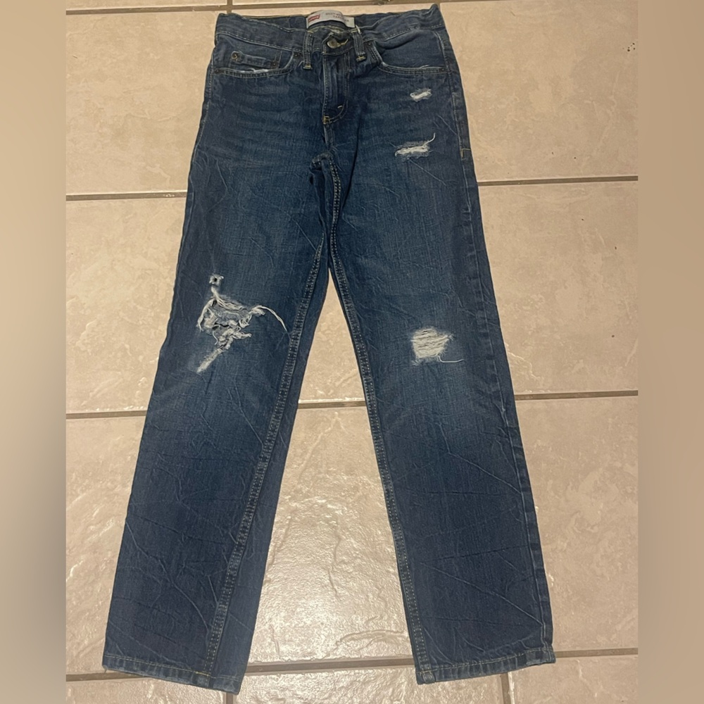Levi’s 502 Regular Taper‎ Distressed Straight Leg Blue Jeans Size 12 Reg